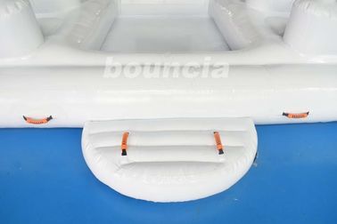 White Color 6 Persons Inflatable Floating Island Lounge For Water Sports